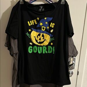 Life Is Gourd! Graphic Tee - Black Halloween Shirt